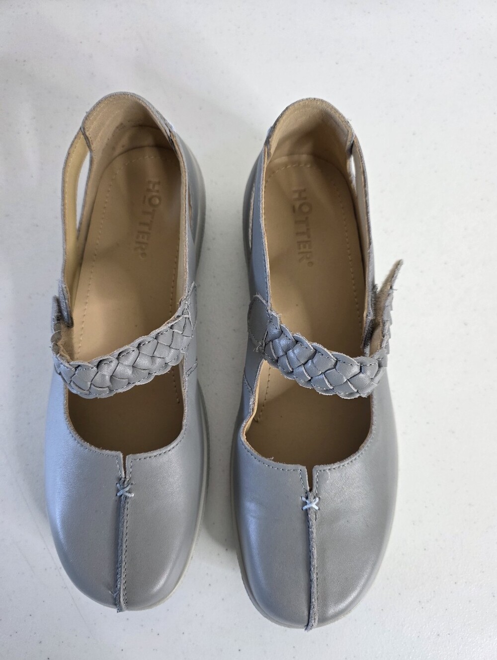 Hotter Shake II Leather Shoes Size 9.5 Gray Mary Jane Style Comfort Walking - Picture 14 of 14